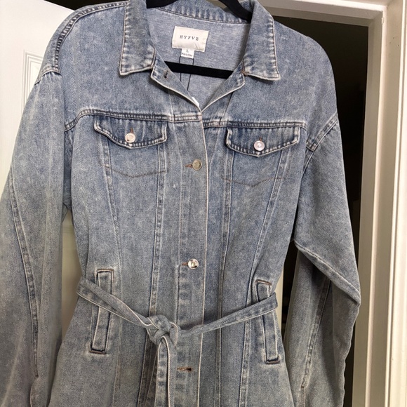 HYFVE Denim Jacket - Tie Waist - Sz L - NWT - Picture 1 of 9